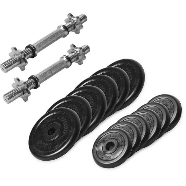 Dumbellset 27,5 kg Rubber