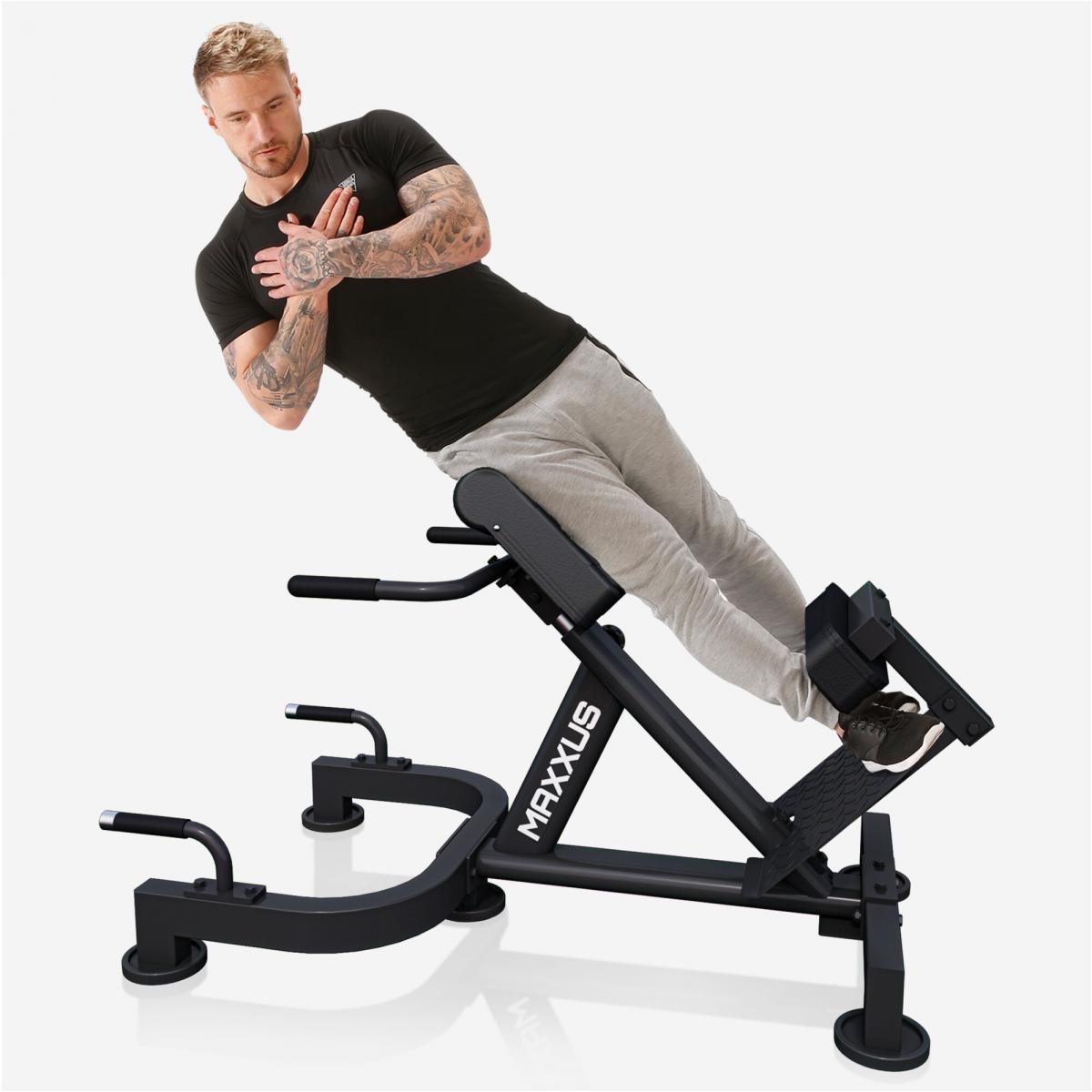MAXXUS Hyperextension Rückentrainer - Verstellbar, bis 150/180 kg, mit Beinfixierung, Haltegriffen - Bauchtrainer, Römische Bank, Multifunktionales Workout Bench MAXXUS Hyperextension Rückentrainer - Verstellbar, bis 150/180 kg, mit Beinfixierung, Haltegriffen - Bauchtrainer, Römische Bank, Multifunktionales Workout Bench