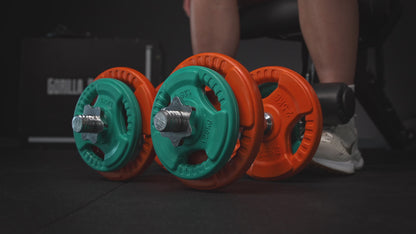 Dumbbell Set 20 kg Gripper Cast Iron Rubber Coating - Spring Lock