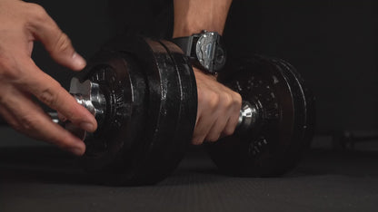 Dumbellset 30 kg gietijzer zwart
