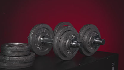 Dumbbellset 27.5 kg gietijzer schroefsluiting
