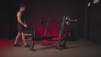 Flat Weight Bench with barbell supports
