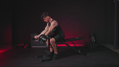 Verstelbare fitnessbank met Curlrack wit