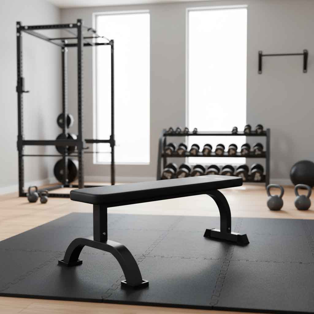 Vlakke fitnessbank zwart