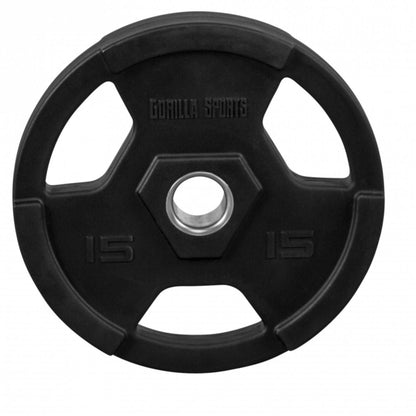 Gorilla Sports Olympische halterschijf 15 kg Gripper kunststof professioneel (50/51 mm)