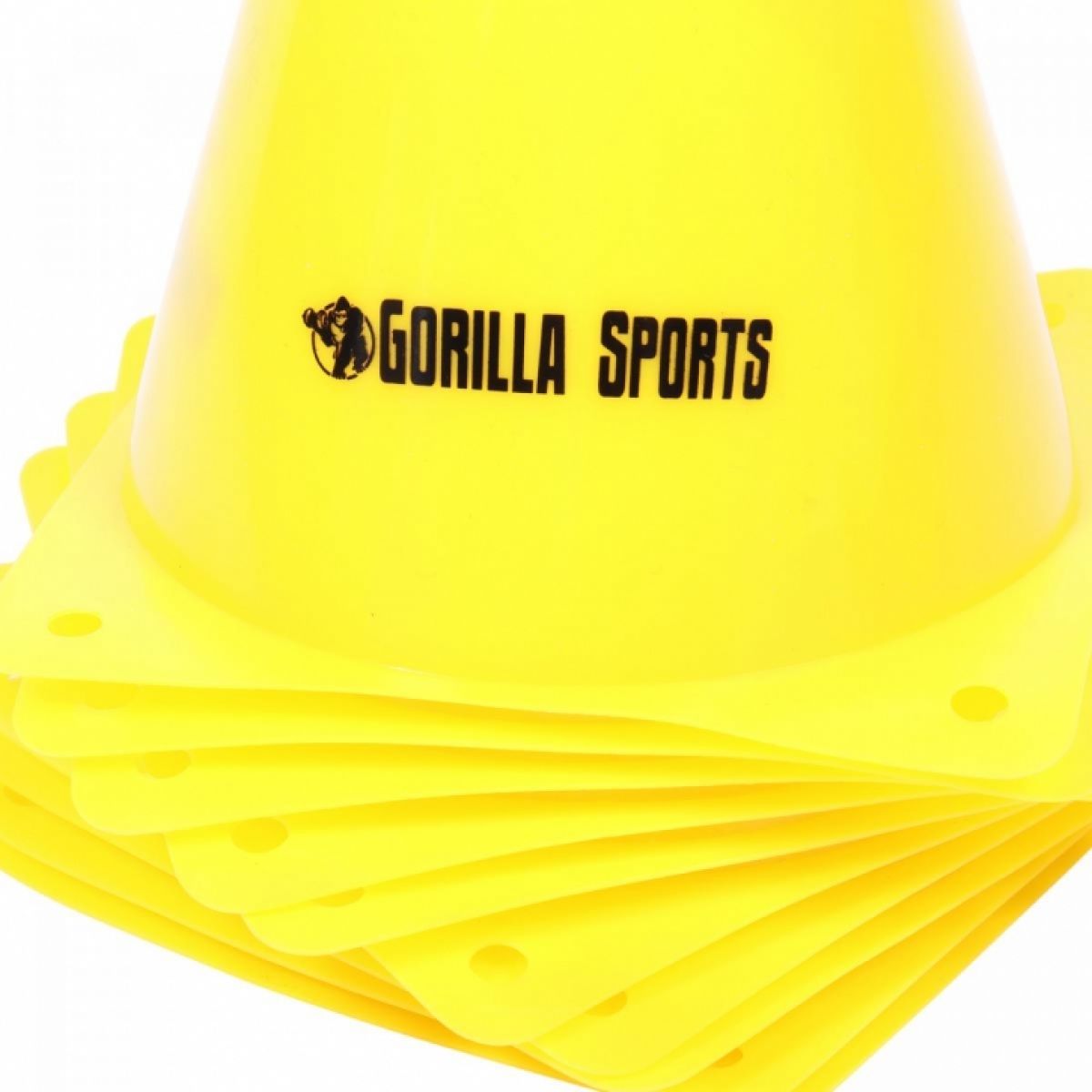 Gorilla Sports Set van 10 pionnen 17 cm geel