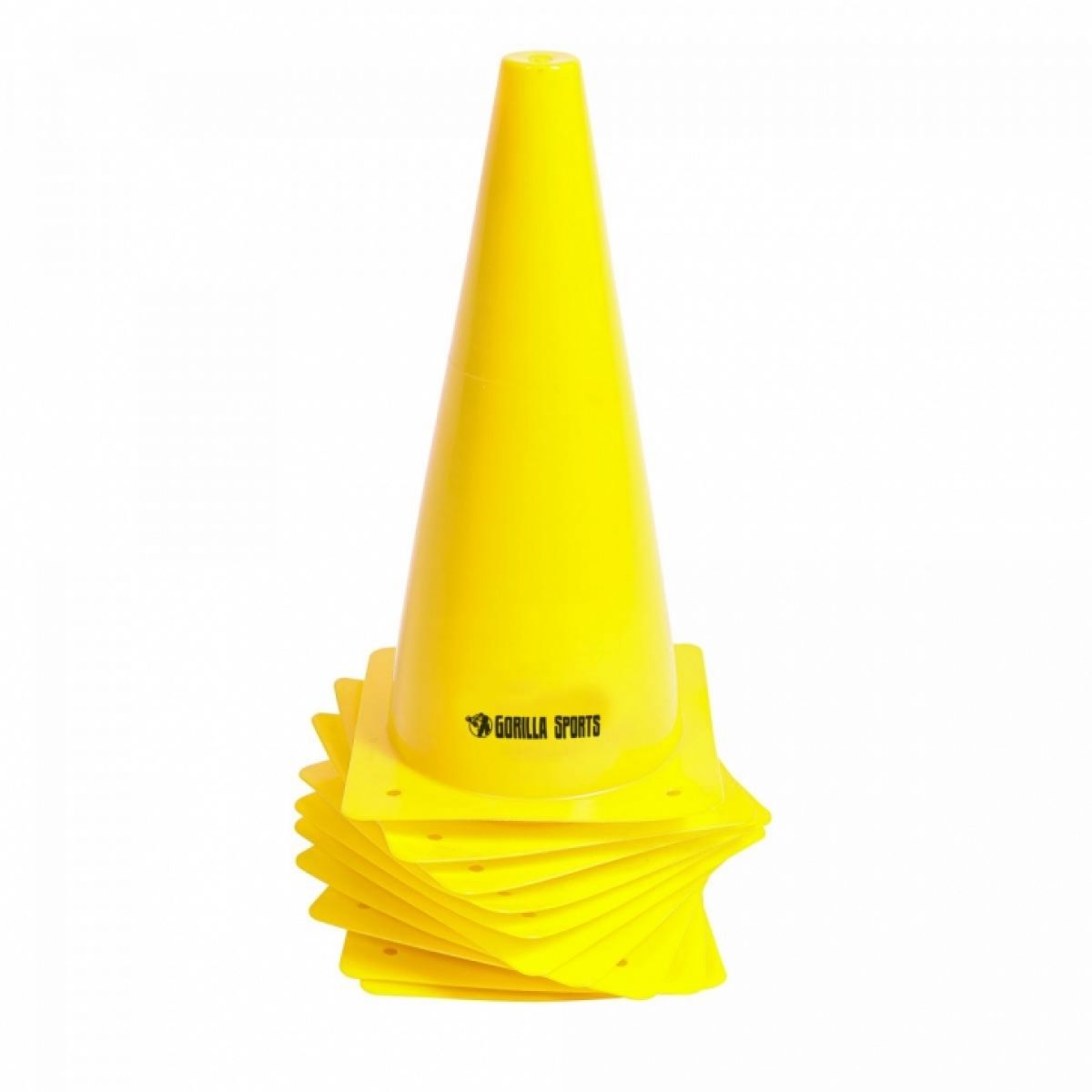 Gorilla Sports Set van 10 pionnen 30 cm geel