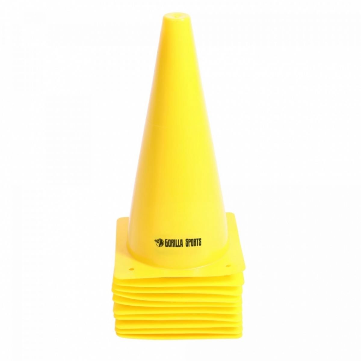 Gorilla Sports Set van 10 pionnen 30 cm geel