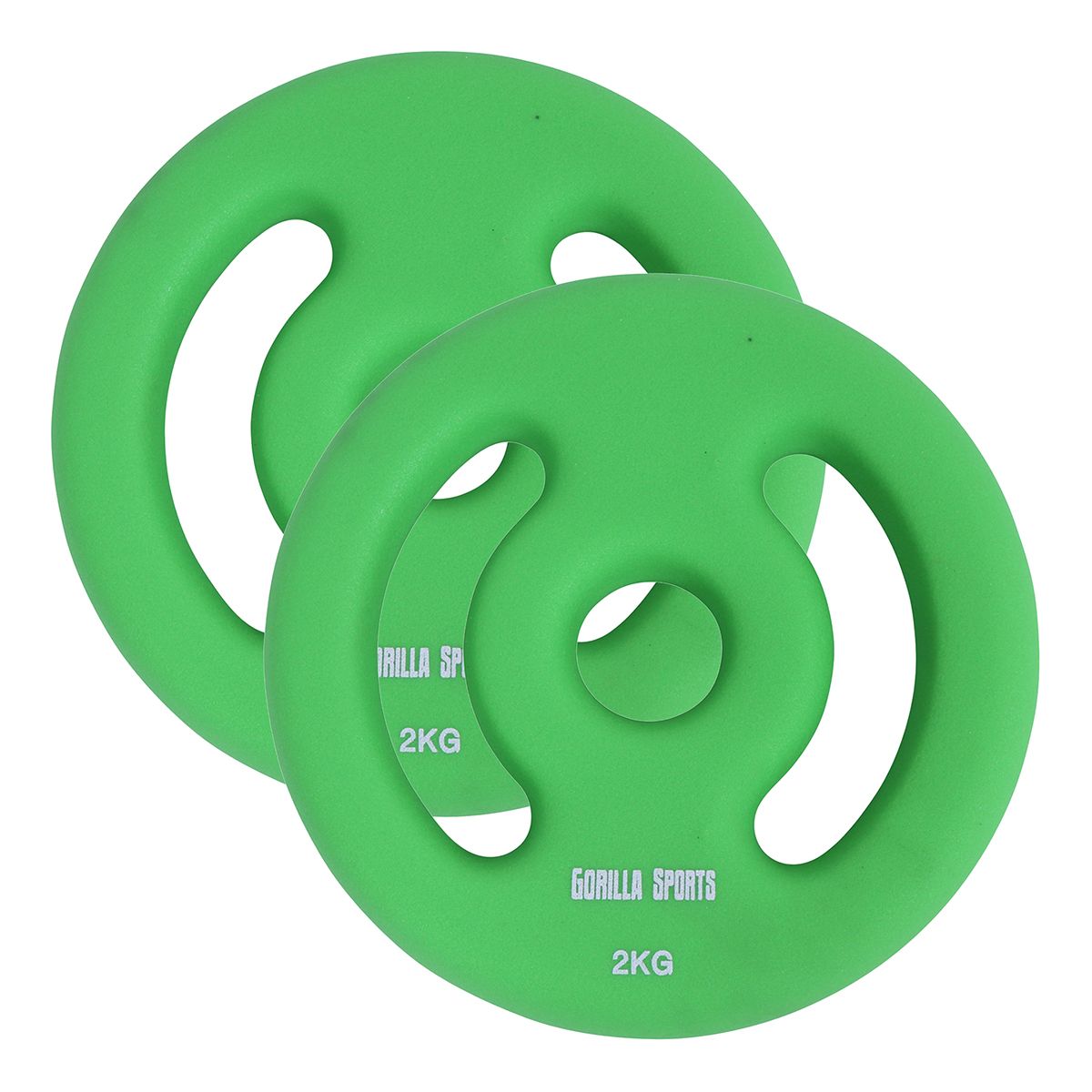 Vinyl halterschijven set 2 x 2 kg groen Gorilla Sports