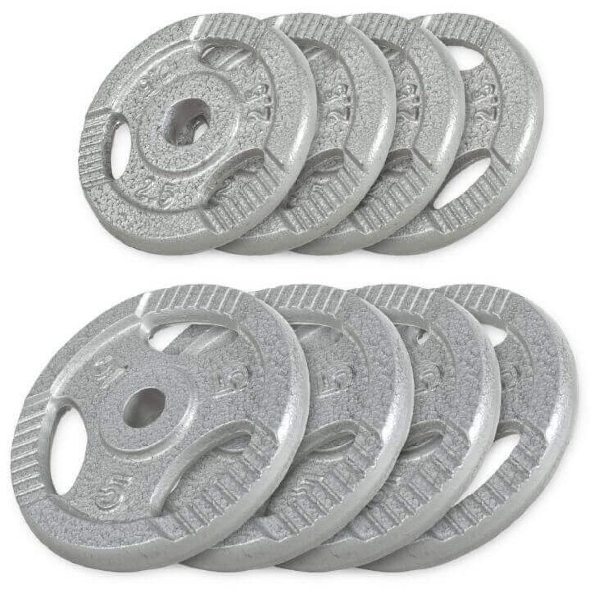 Voordeelbundel 30 kg - 4 x 5 + 4 x 2,5 kg - Gripper Gietijzer Zilver - 30/31 mm Gorilla Sports