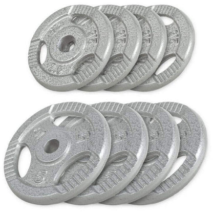 Voordeelbundel 30 kg - 4 x 5 + 4 x 2,5 kg - Gripper Gietijzer Zilver - 30/31 mm Gorilla Sports