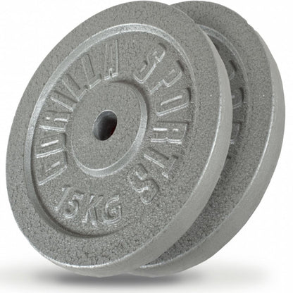 Voordeelbundel Halterschijven Gietijzer 2 x 15 kg Gorilla Sports