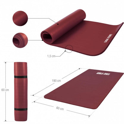 Gorilla Sports Yogamat Deluxe 190 x 60 x 1,5 cm Robijn