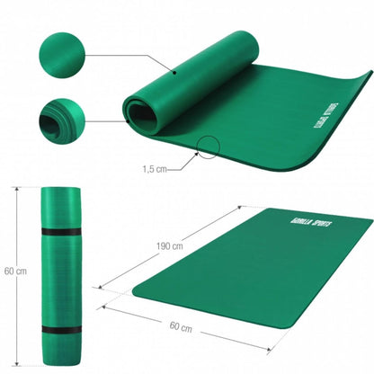 Groen - Yogamat Deluxe 190 x 100 x 1,5 cm