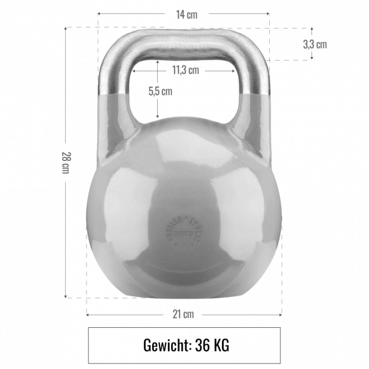 Kettlebell 36 kg Staal (competitie kettlebell) 
